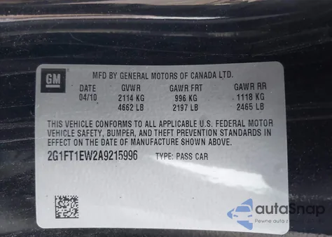 2010 Chevrolet Camaro 2Ss из США, поврежденный, VIN 2G1FT1EW2A9215996